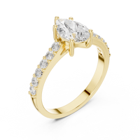 Pear Diamond Ring with Sparkling Accent Band