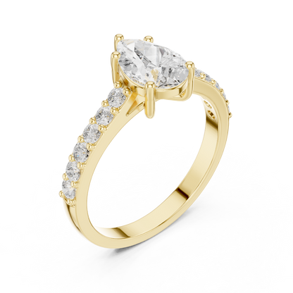Pear Diamond Ring with Sparkling Accent Band