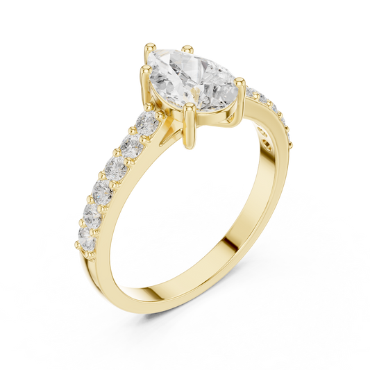 Pear Diamond Ring with Sparkling Accent Band