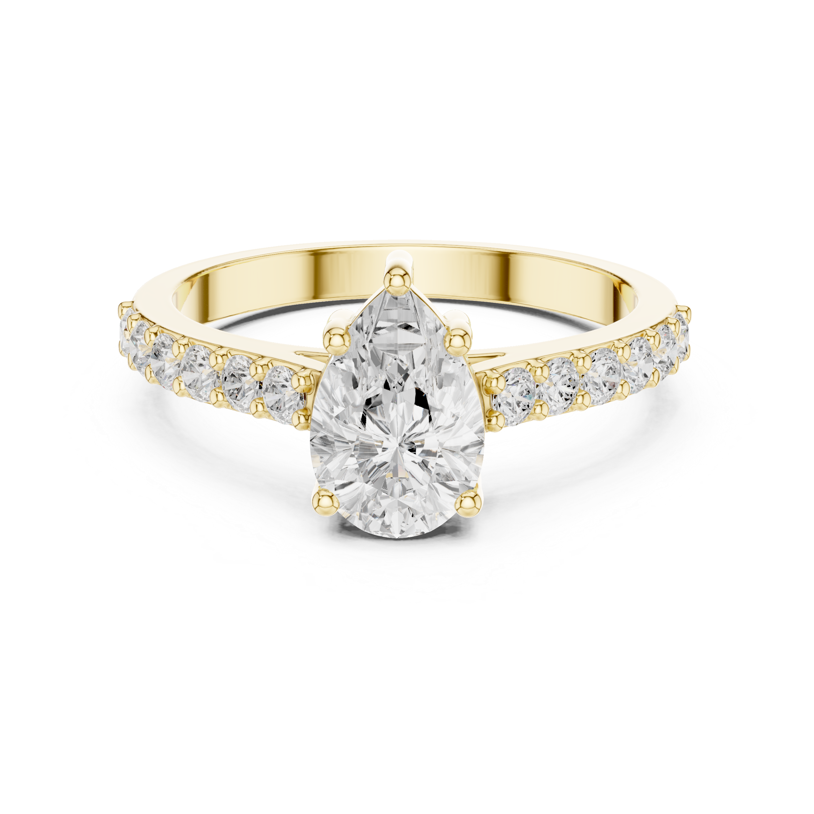 Pear Diamond Ring with Sparkling Accent Band