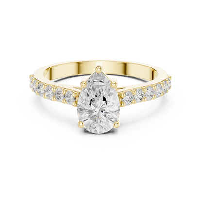 Pear Diamond Ring with Sparkling Accent Band