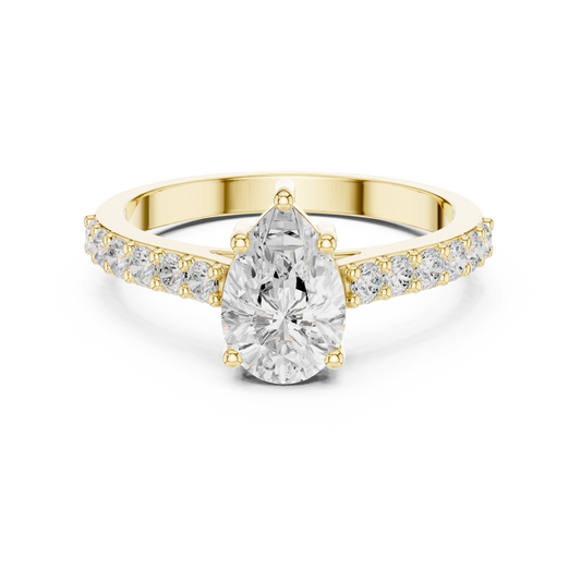 Pear Diamond Ring with Sparkling Accent Band