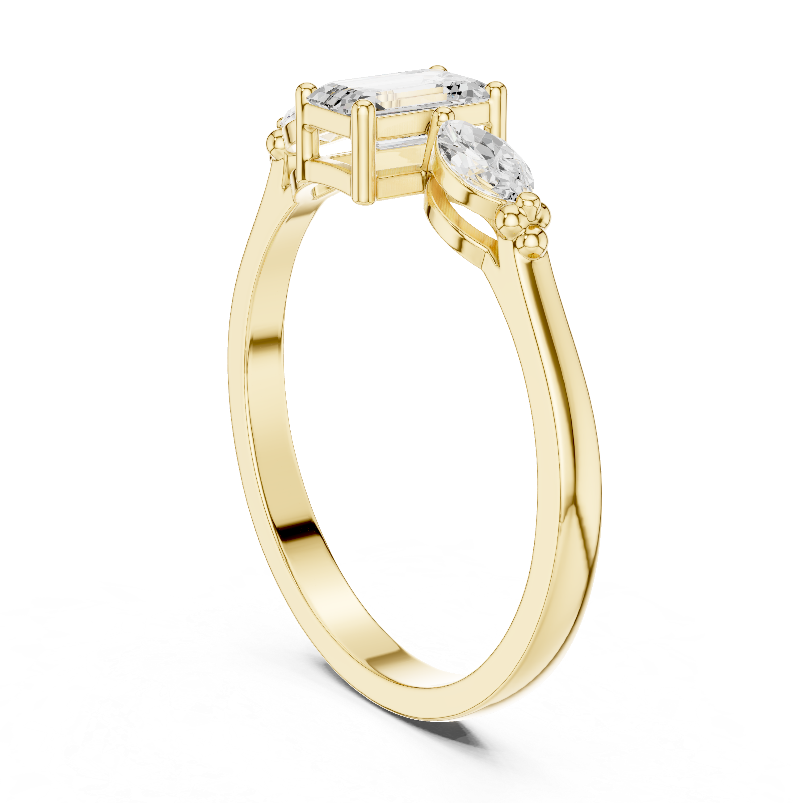 Emerald & Marquise Tapered Diamond Ring