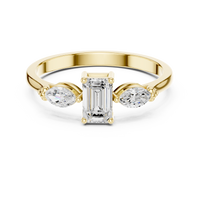 Emerald & Marquise Tapered Diamond Ring