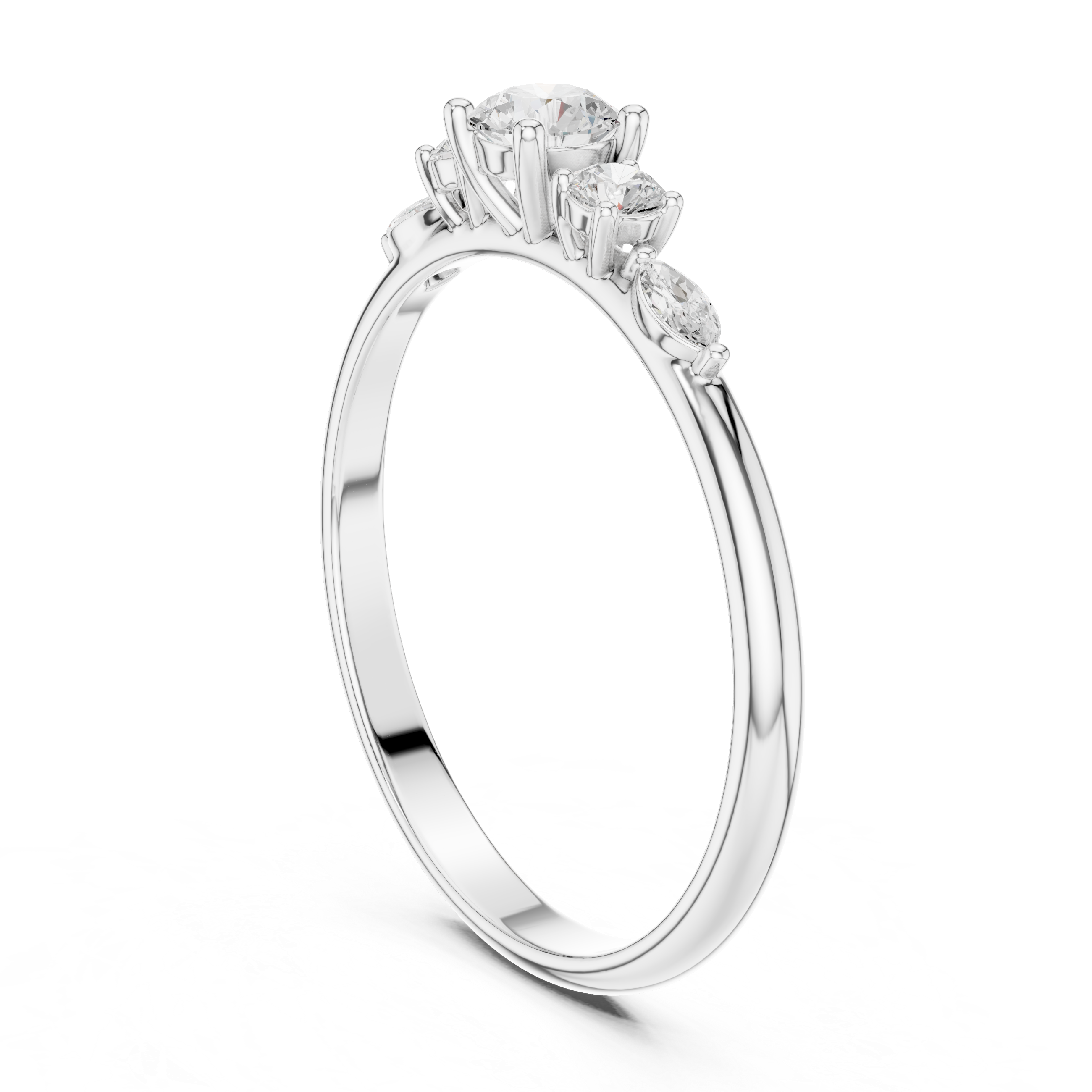 Round & Marquise Five-Stone Cluster Ring