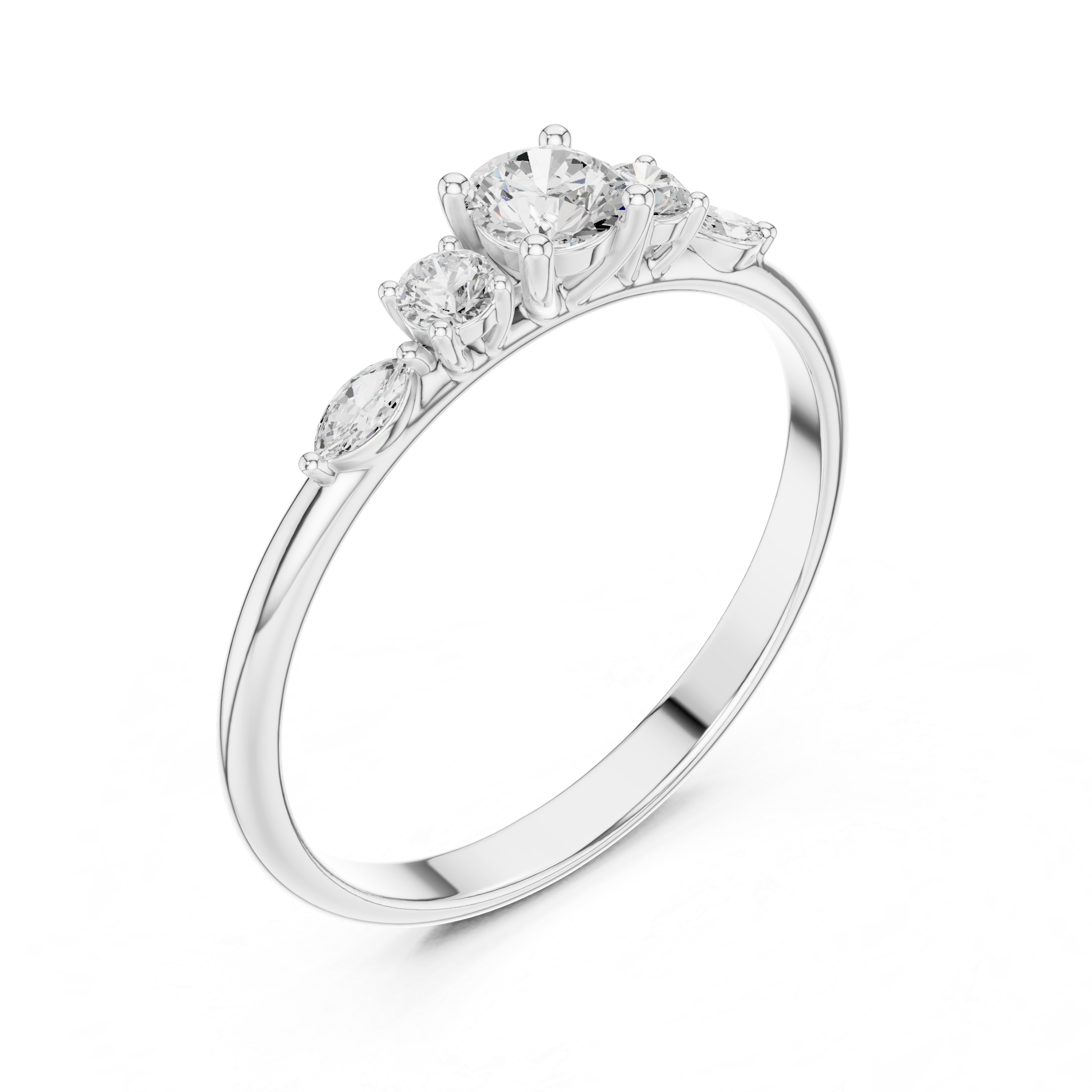 Round & Marquise Five-Stone Cluster Ring
