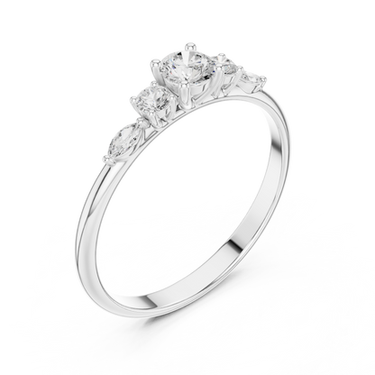 Round & Marquise Five-Stone Cluster Ring