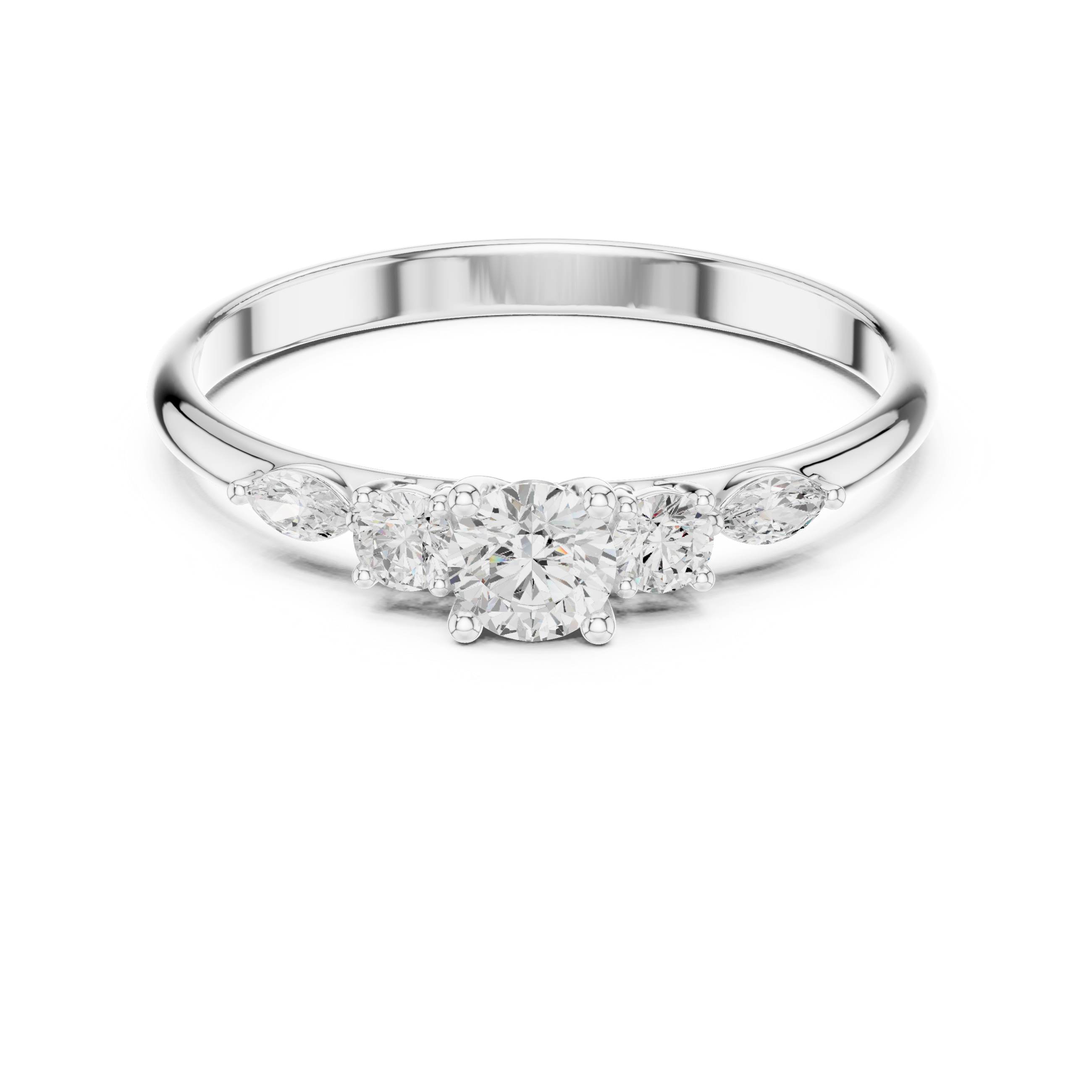 Round & Marquise Five-Stone Cluster Ring