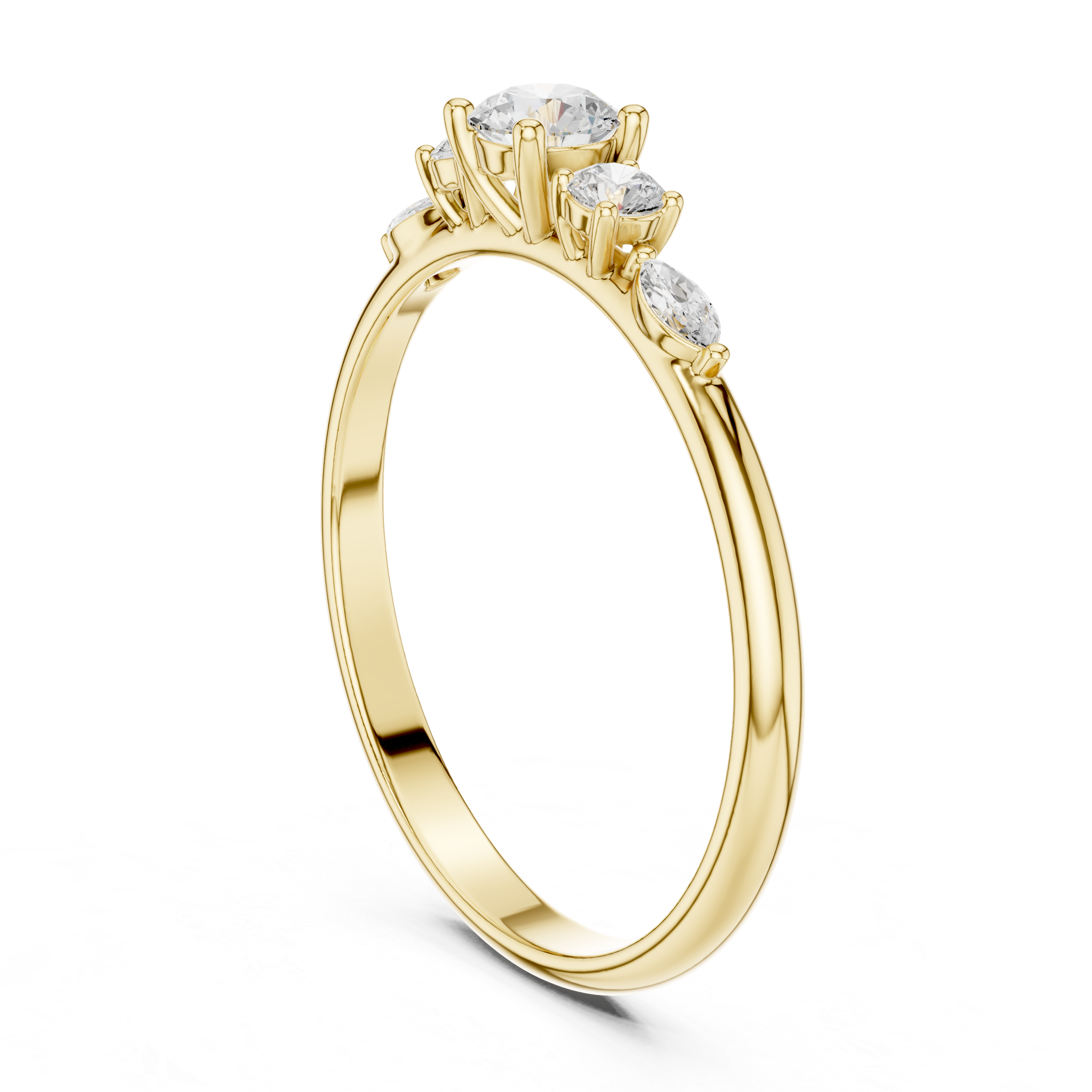 Round & Marquise Five-Stone Cluster Ring
