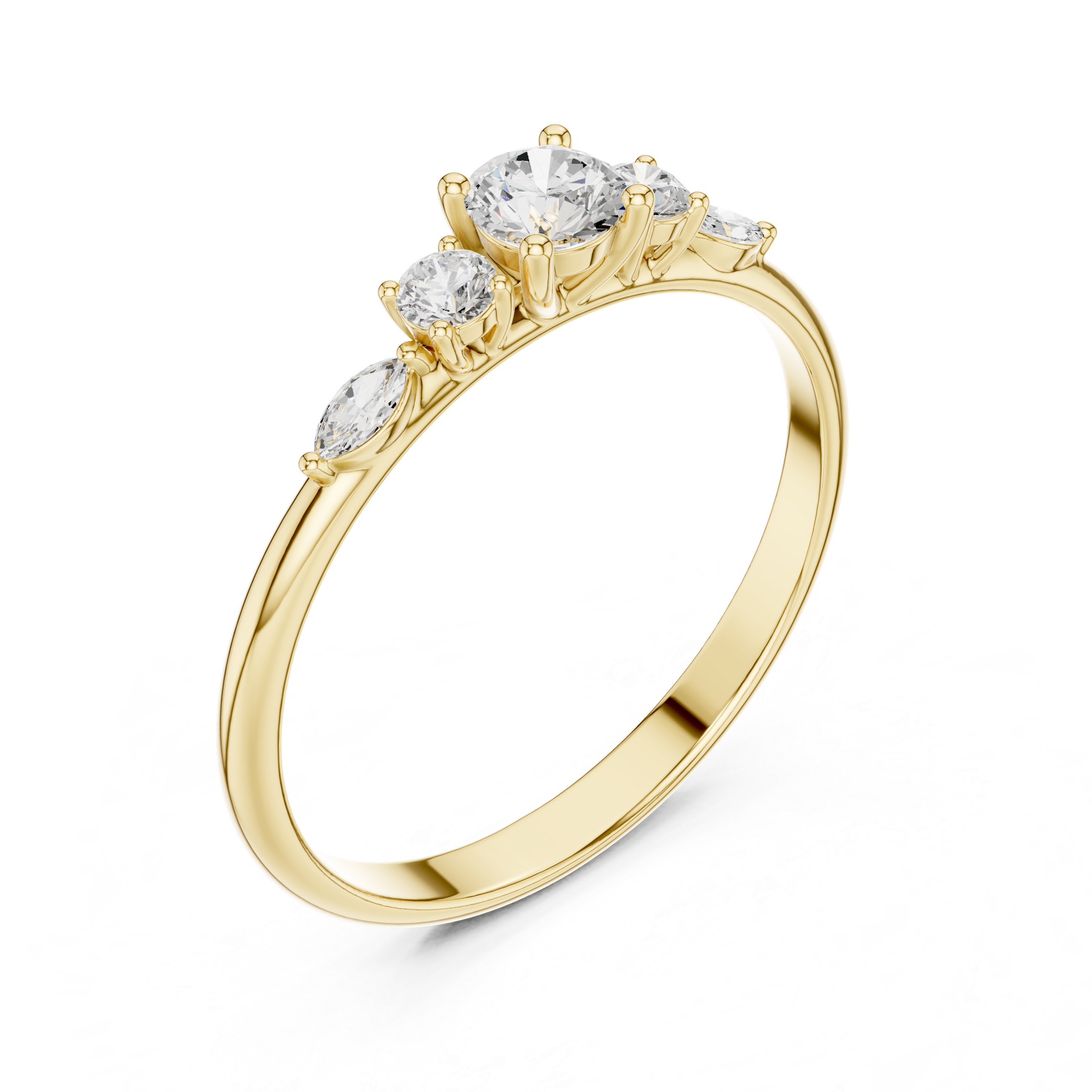 Round & Marquise Five-Stone Cluster Ring