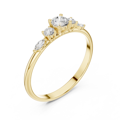 Round & Marquise Five-Stone Cluster Ring