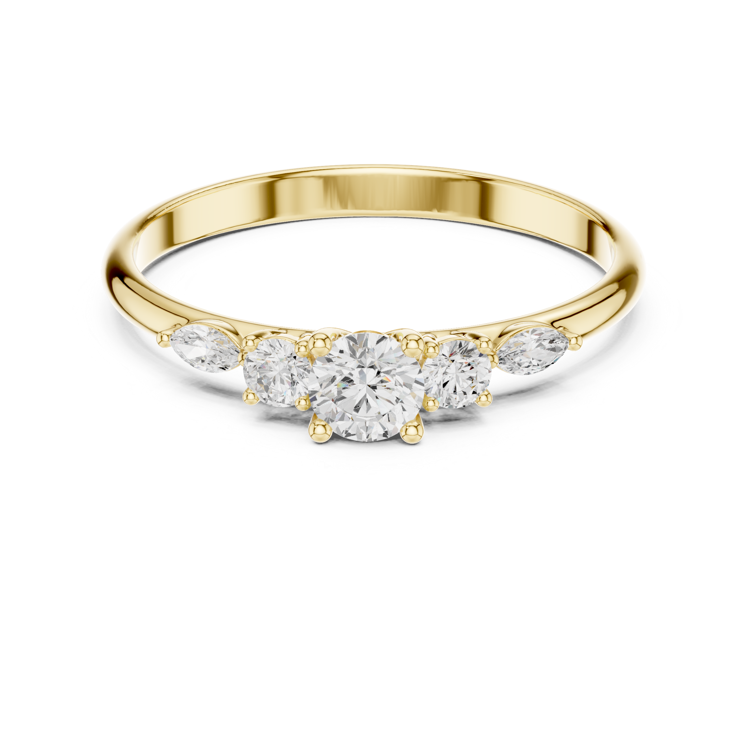 Round & Marquise Five-Stone Cluster Ring