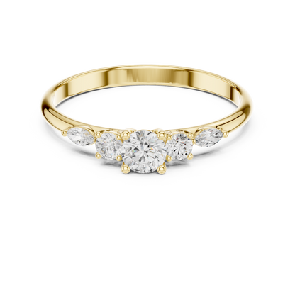 Round & Marquise Five-Stone Cluster Ring