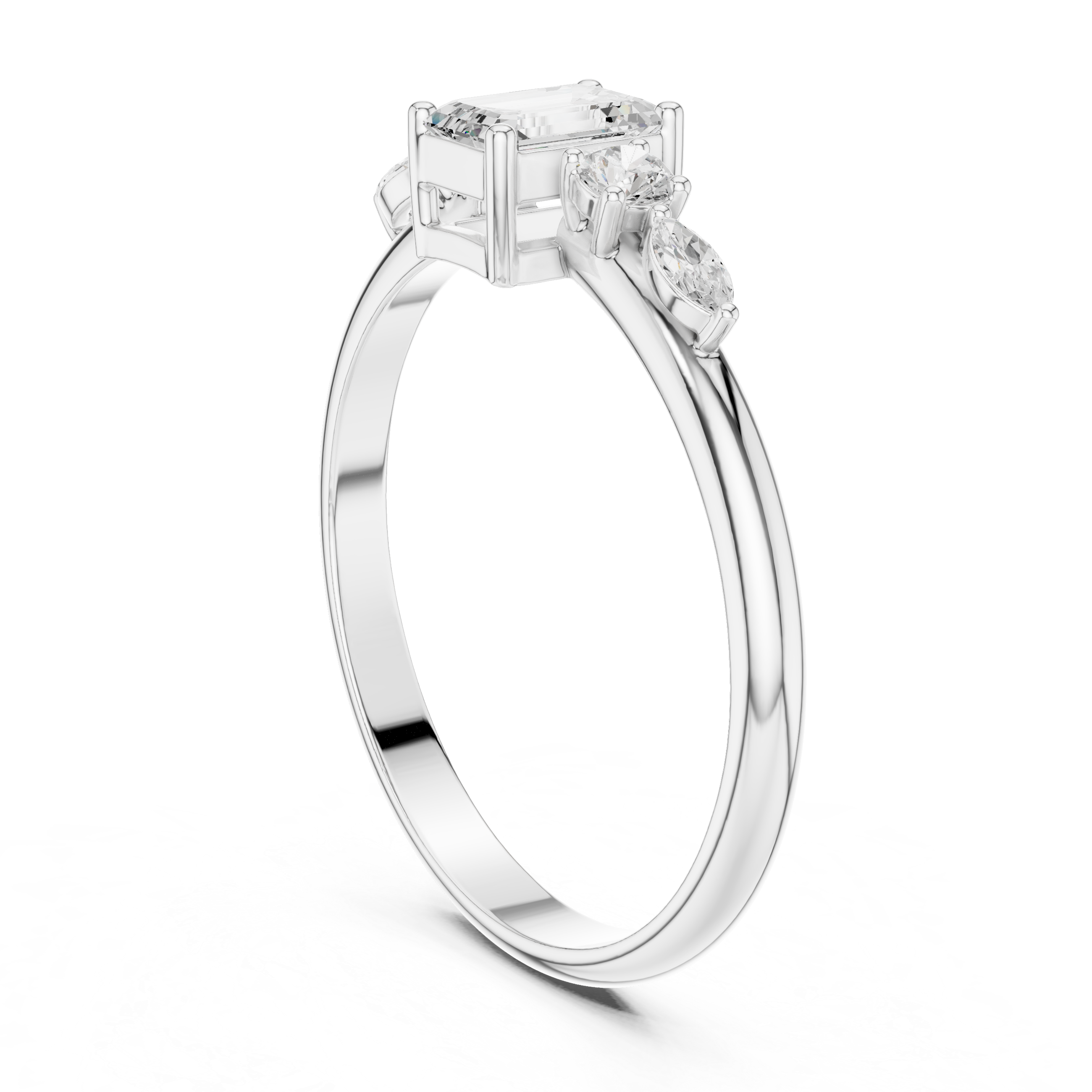 Emerald & Mixed-Cut Diamond Five-Stone Ring