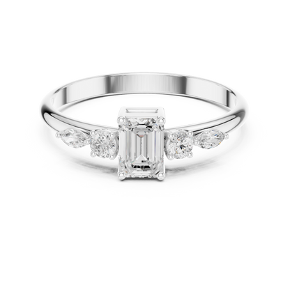 Emerald & Mixed-Cut Diamond Five-Stone Ring