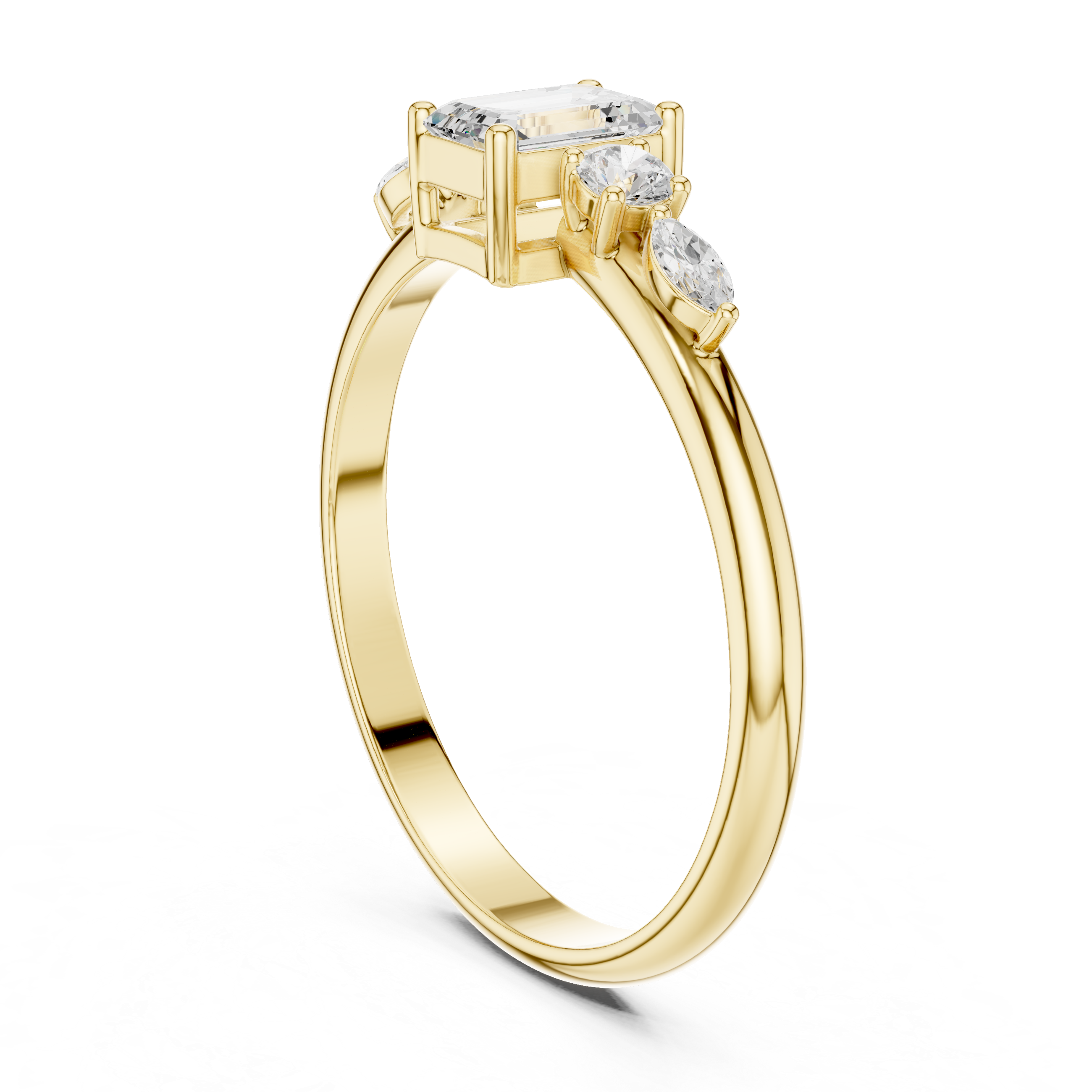 Emerald & Mixed-Cut Diamond Five-Stone Ring
