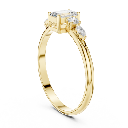 Emerald & Mixed-Cut Diamond Five-Stone Ring