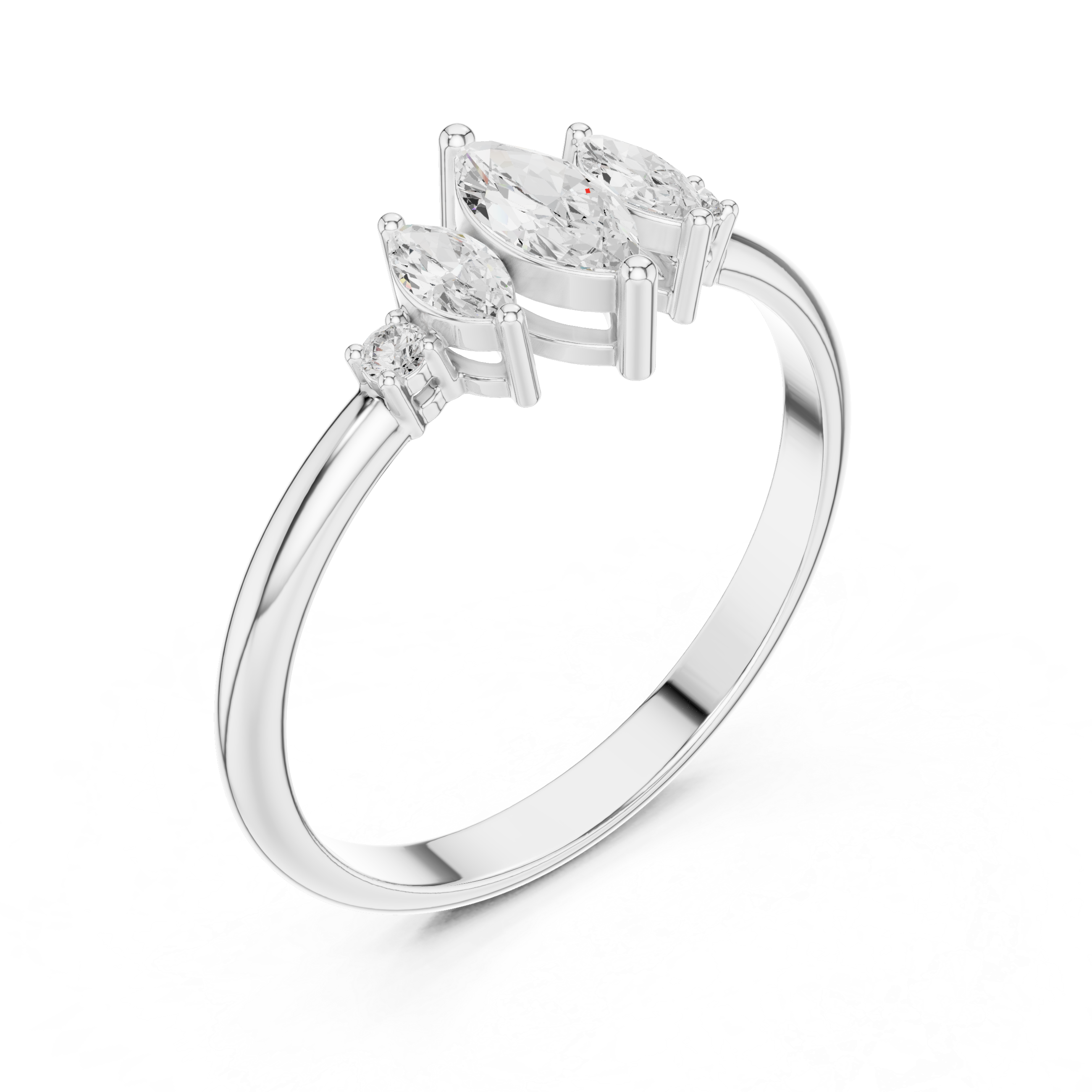 Triple Marquise & Round Accent Five-Stone Diamond Ring