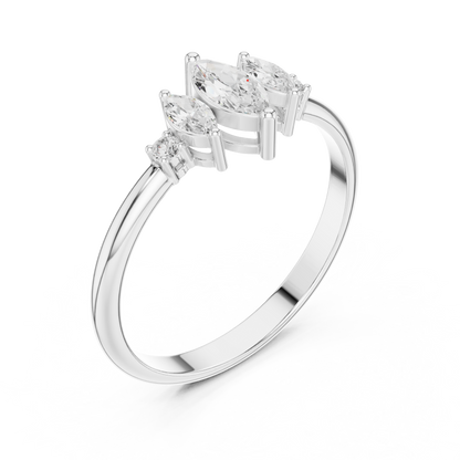 Triple Marquise & Round Accent Five-Stone Diamond Ring