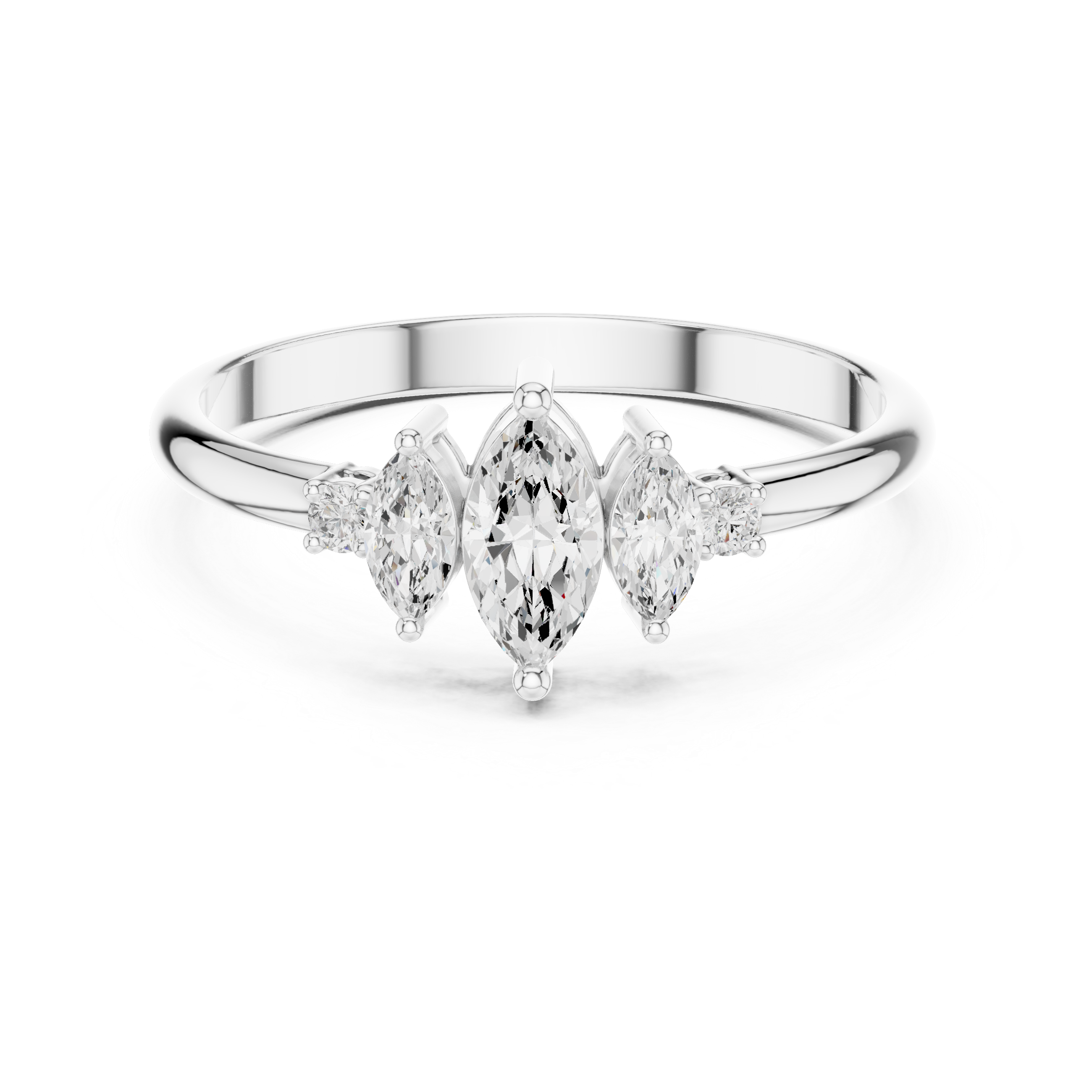 Triple Marquise & Round Accent Five-Stone Diamond Ring