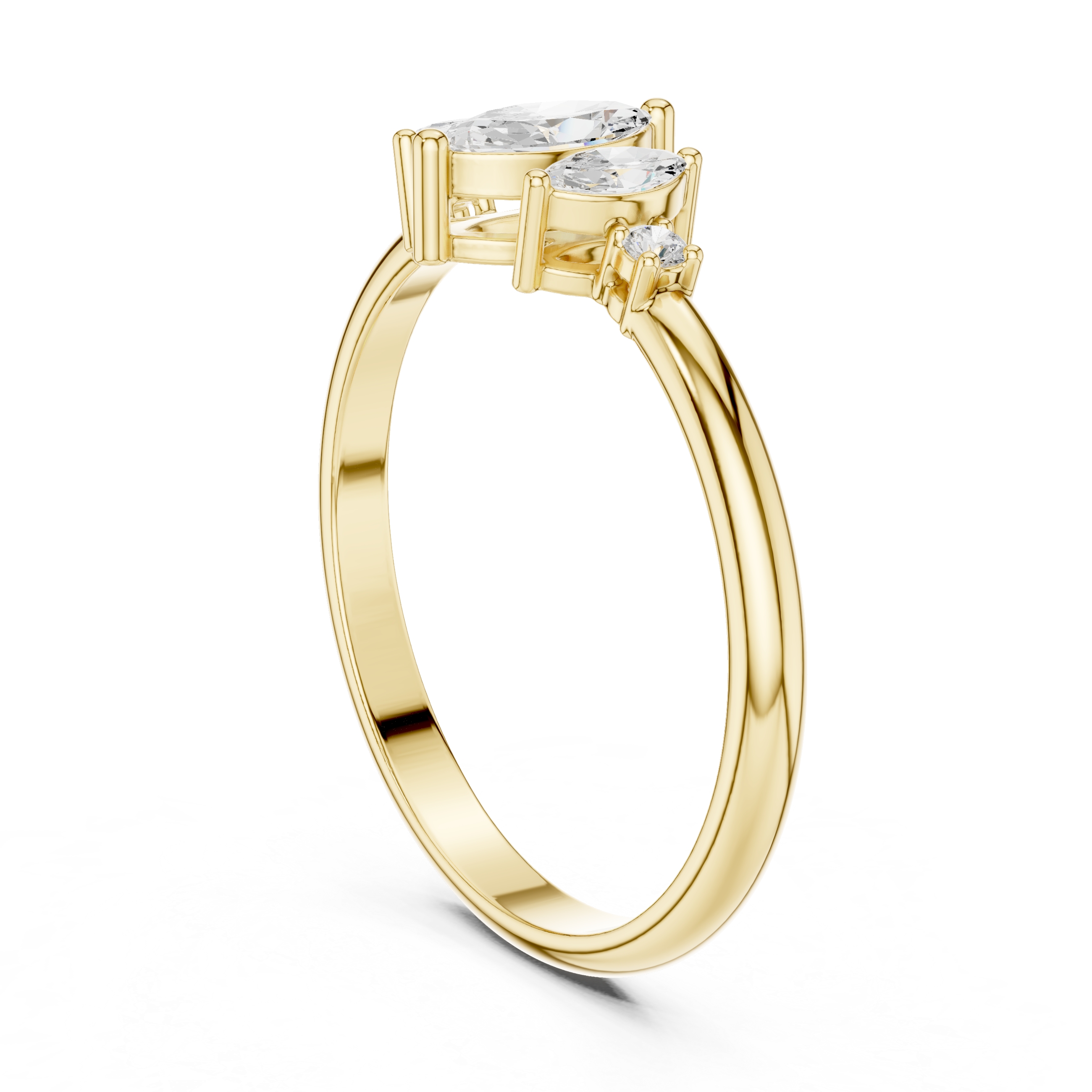 Triple Marquise & Round Accent Five-Stone Diamond Ring