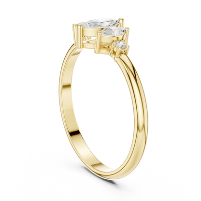 Triple Marquise & Round Accent Five-Stone Diamond Ring