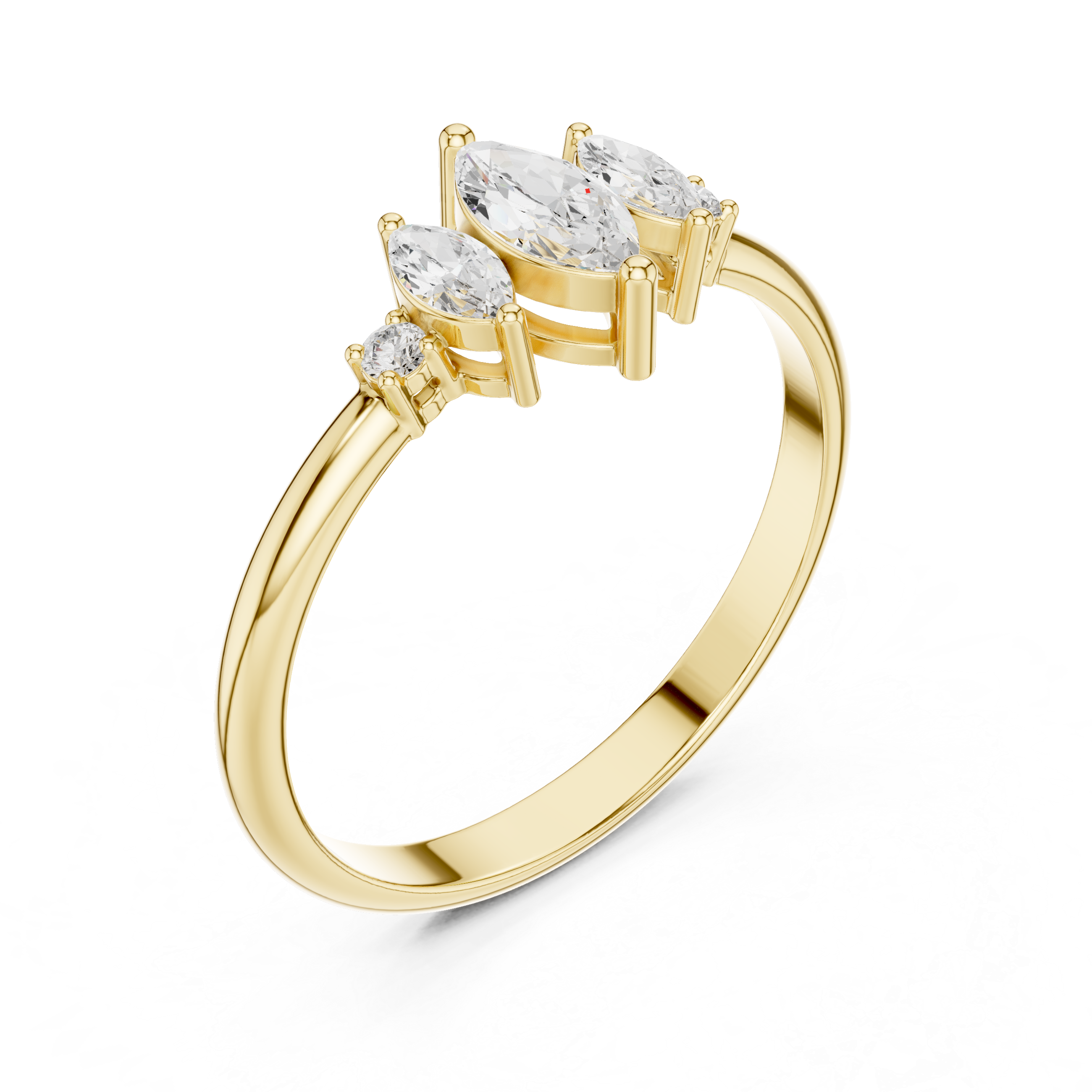 Triple Marquise & Round Accent Five-Stone Diamond Ring