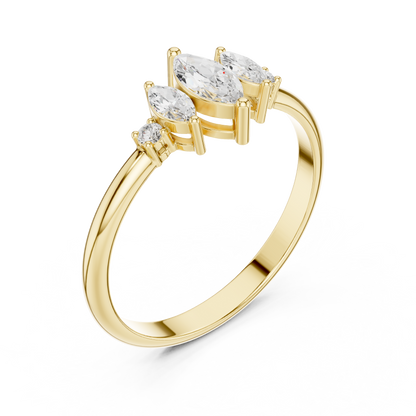Triple Marquise & Round Accent Five-Stone Diamond Ring