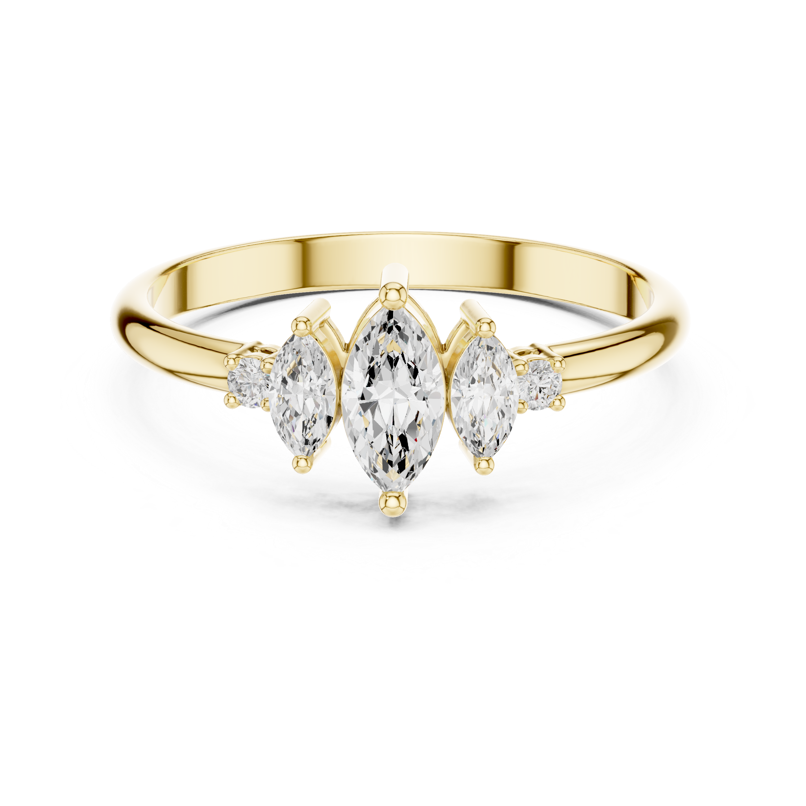 Triple Marquise & Round Accent Five-Stone Diamond Ring