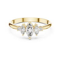 Triple Marquise & Round Accent Five-Stone Diamond Ring