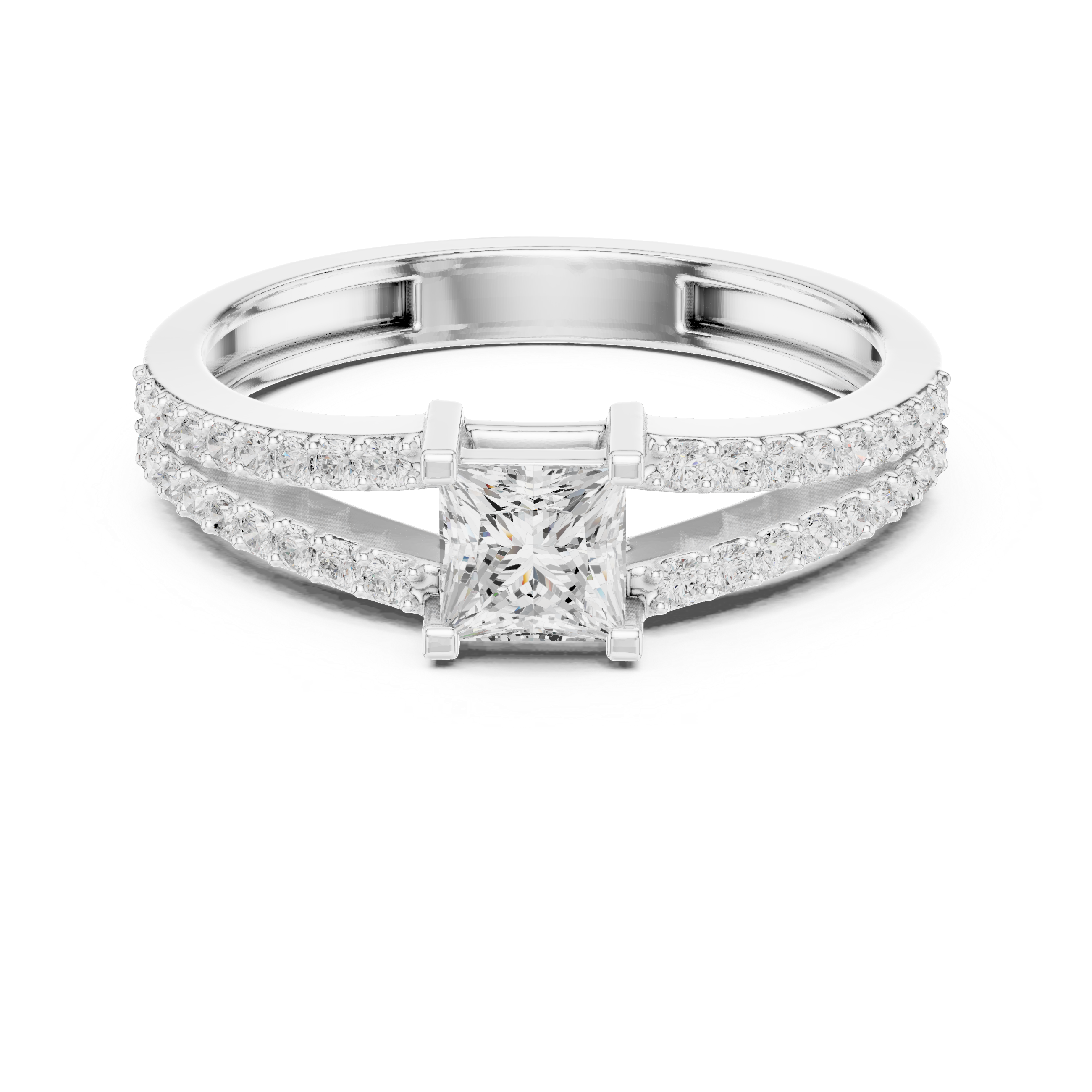 Princess Cut Split-Shank Engagement Ring