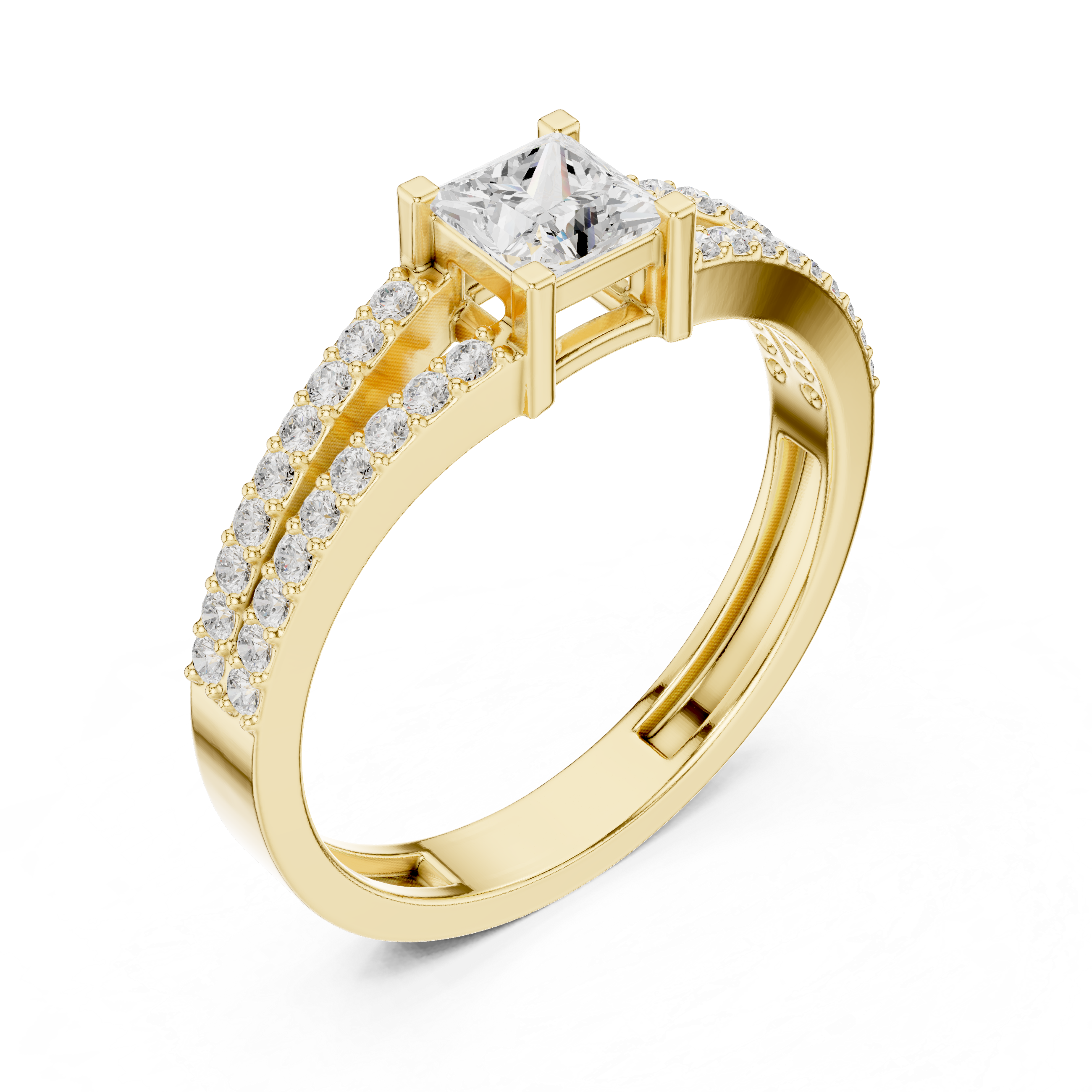 Princess Cut Split-Shank Engagement Ring