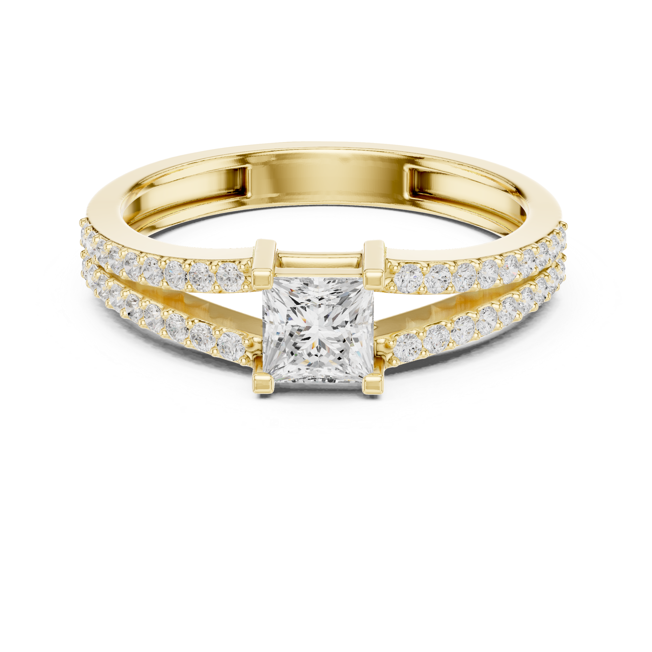 Princess Cut Split-Shank Engagement Ring