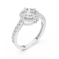 Round Brilliant Halo Engagement Ring with Pavé Band