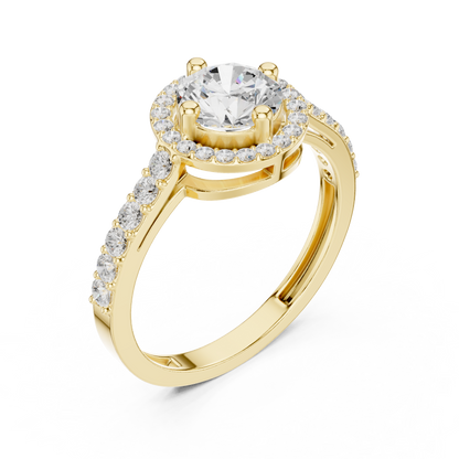 Round Brilliant Halo Engagement Ring with Pavé Band