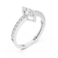 Marquise Cut Solitaire Ring with Pavé Band