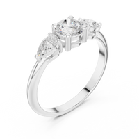 Classic Round & Pear Three-Stone Engagement Ring