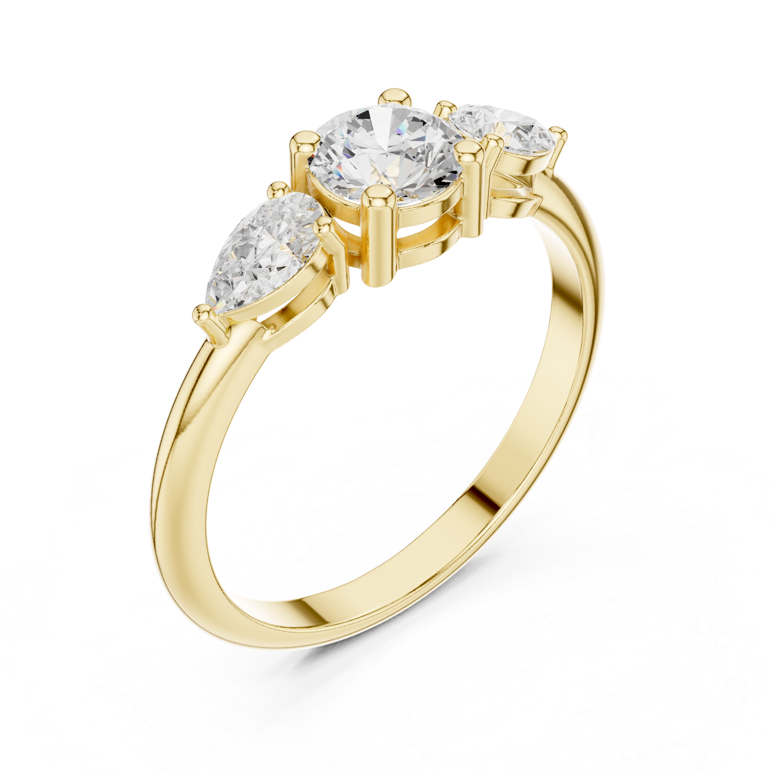 Classic Round & Pear Three-Stone Engagement Ring