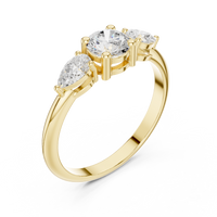 Classic Round & Pear Three-Stone Engagement Ring