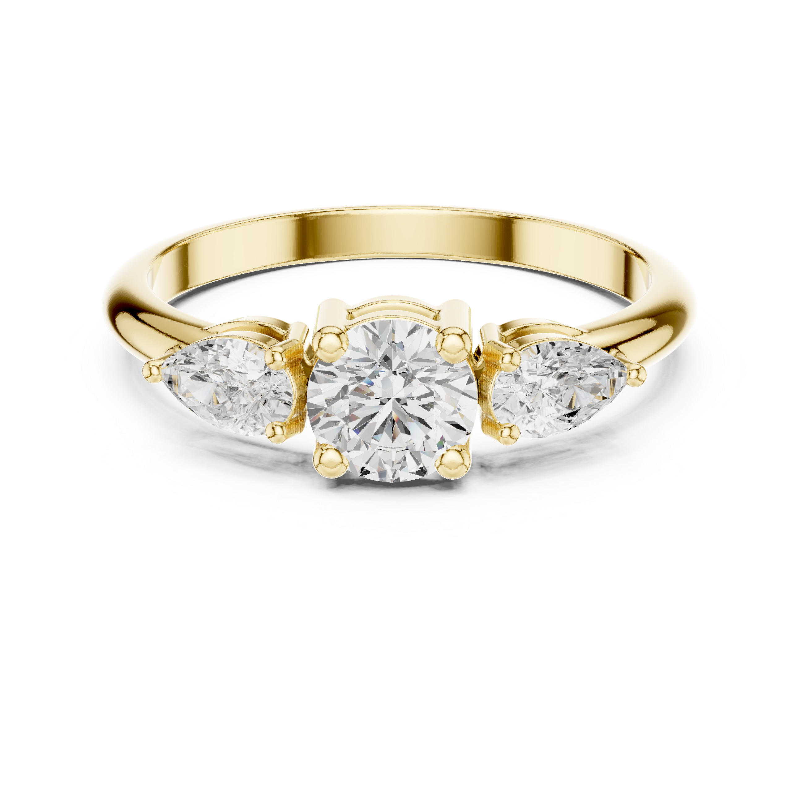 Classic Round & Pear Three-Stone Engagement Ring