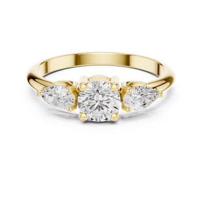 Classic Round & Pear Three-Stone Engagement Ring