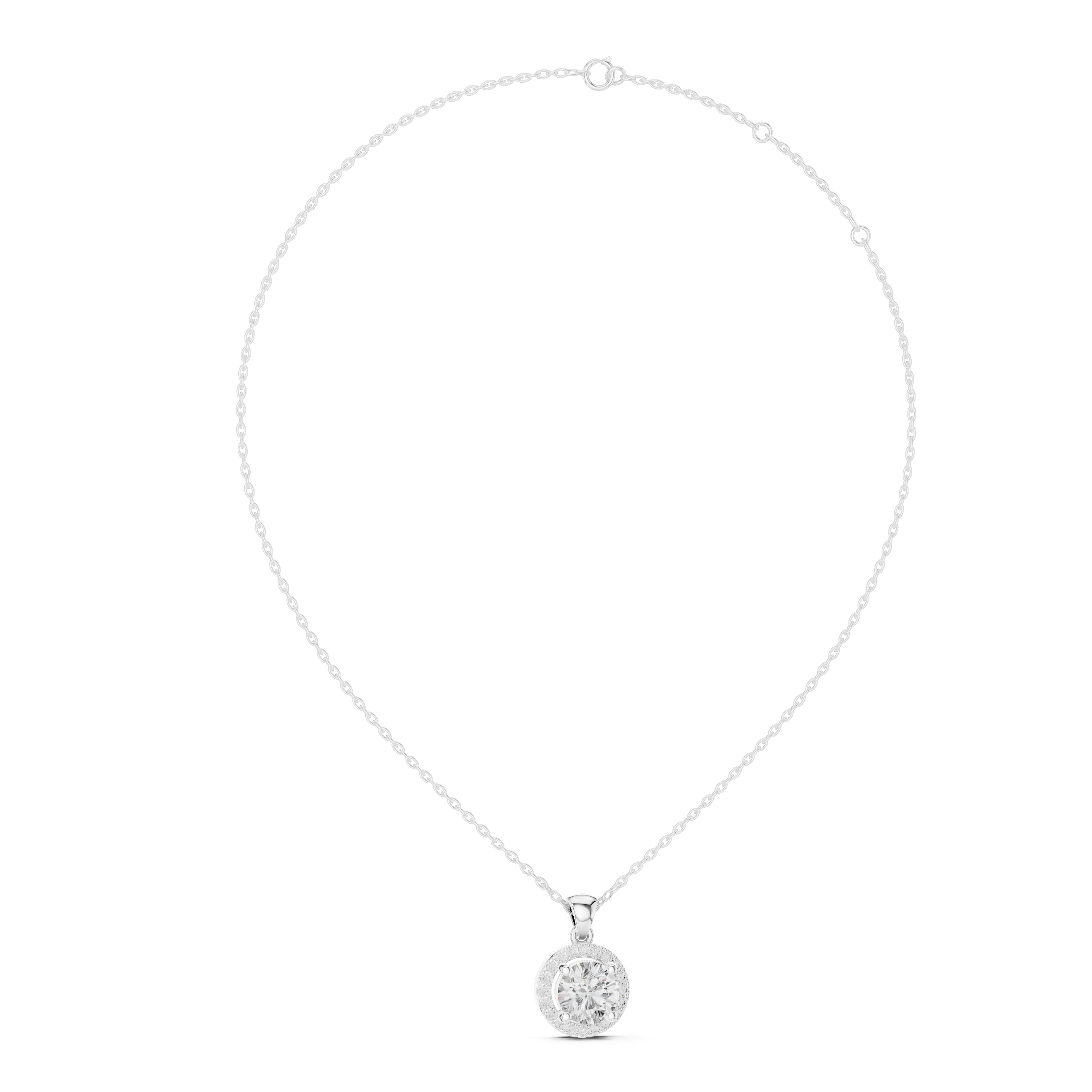 Halo Round Solitaire Diamond Pendant