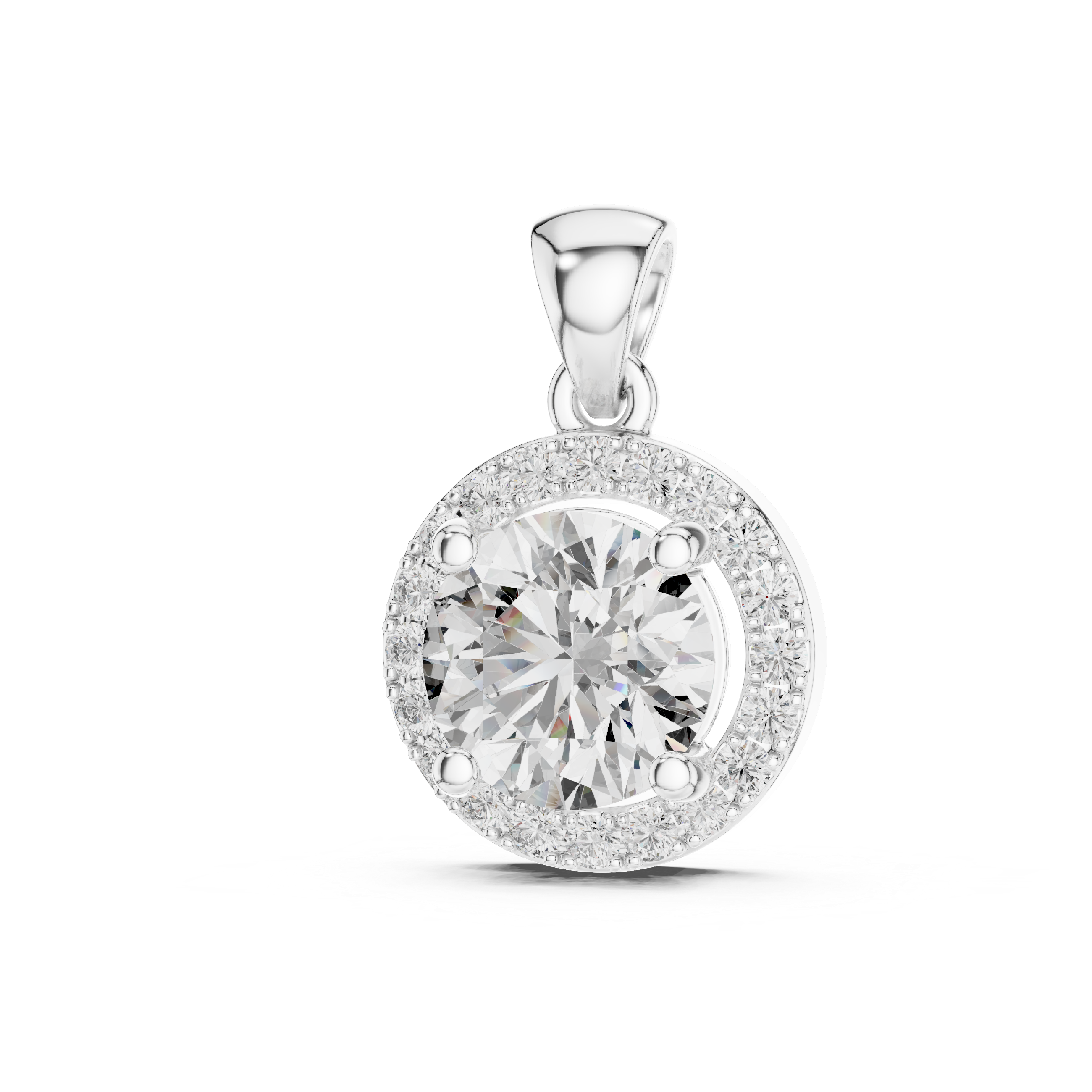 Halo Round Solitaire Diamond Pendant