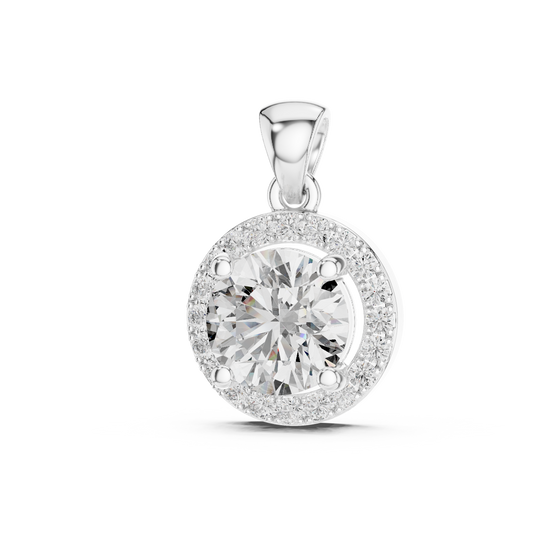 Halo Round Solitaire Diamond Pendant