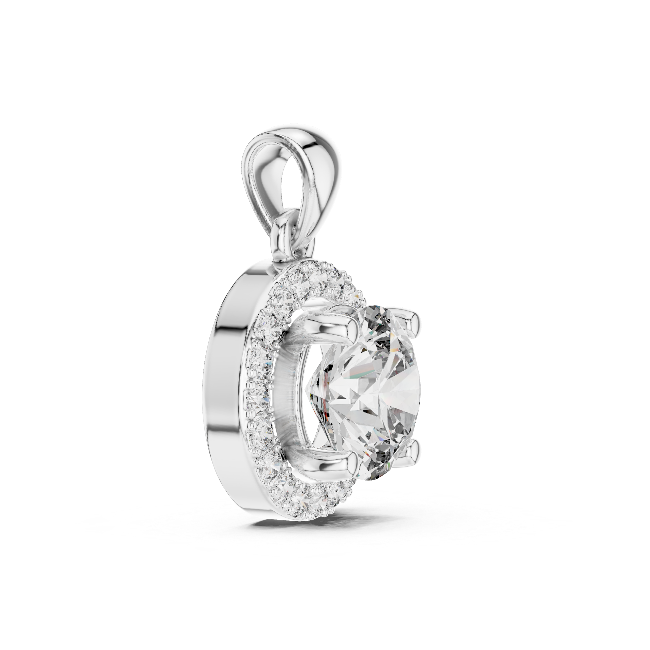 Halo Round Solitaire Diamond Pendant