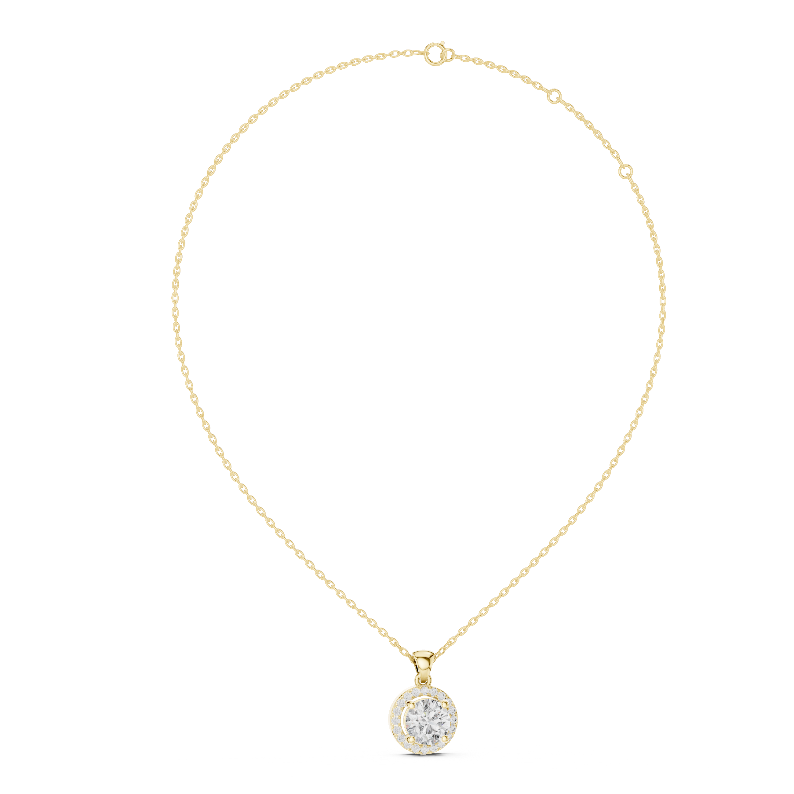 Halo Round Solitaire Diamond Pendant