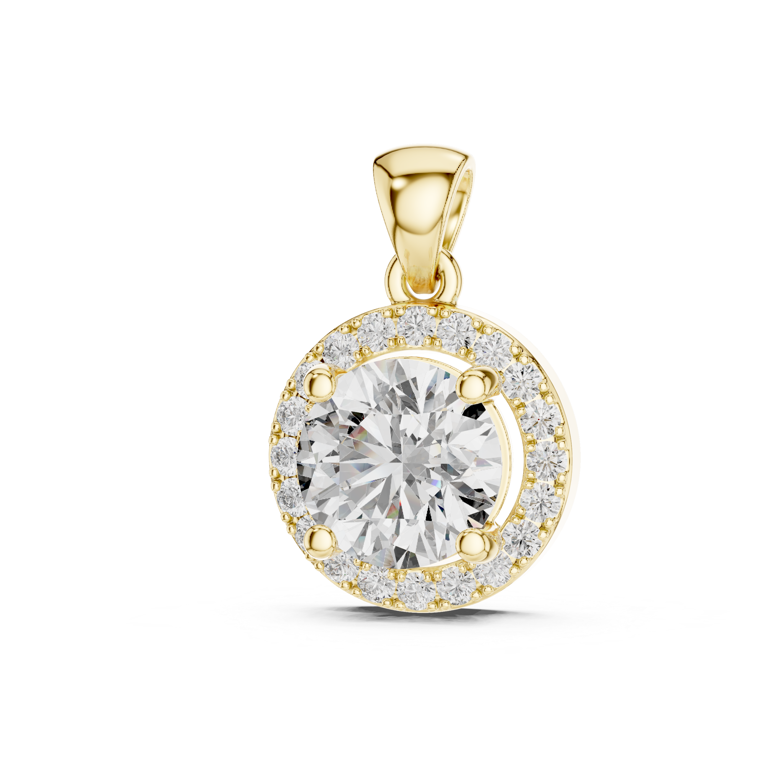 Halo Round Solitaire Diamond Pendant
