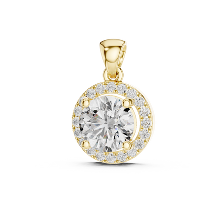 Halo Round Solitaire Diamond Pendant