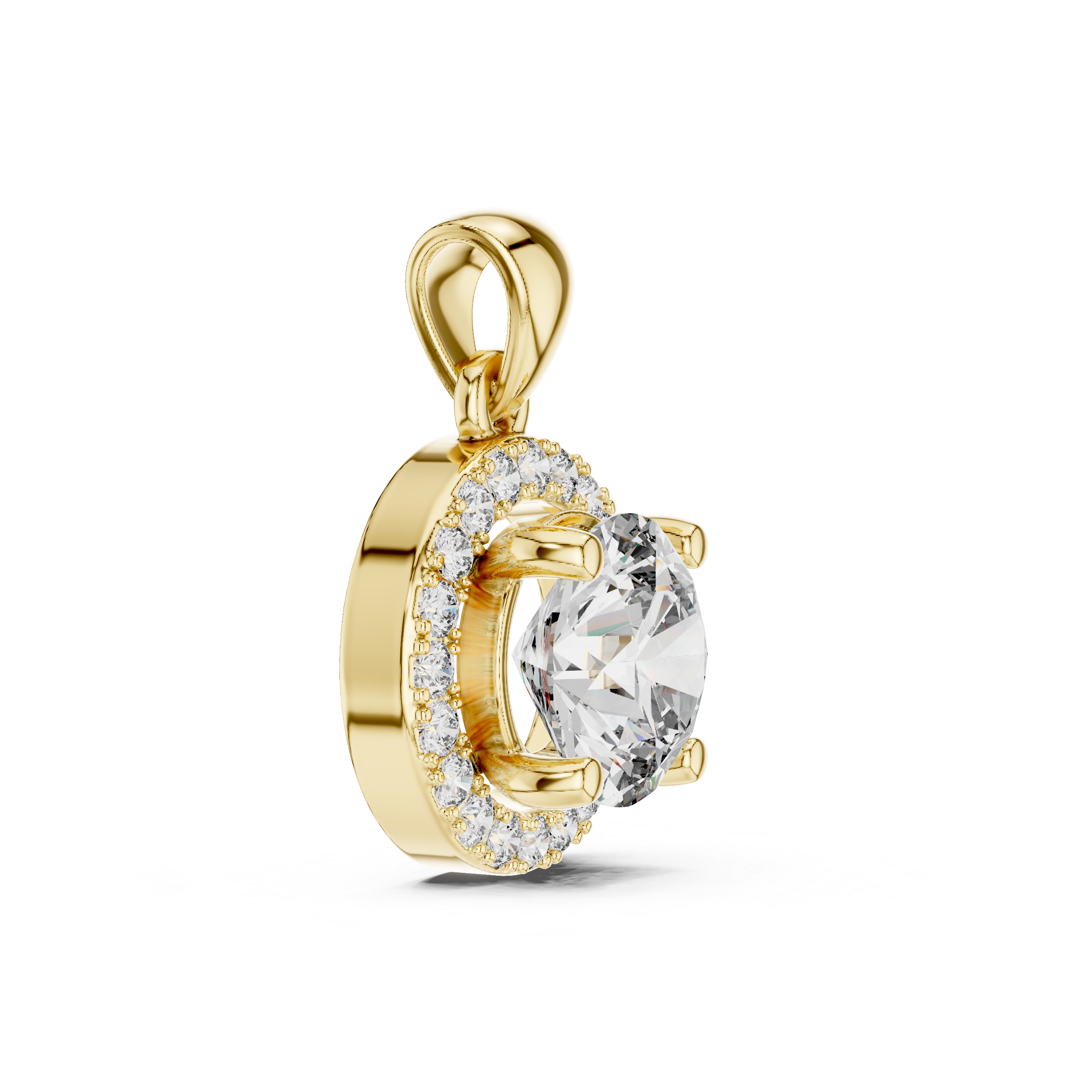 Halo Round Solitaire Diamond Pendant