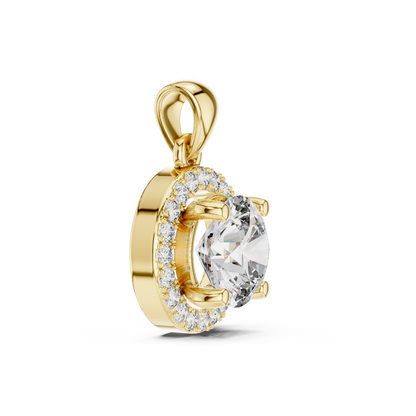 Halo Round Solitaire Diamond Pendant